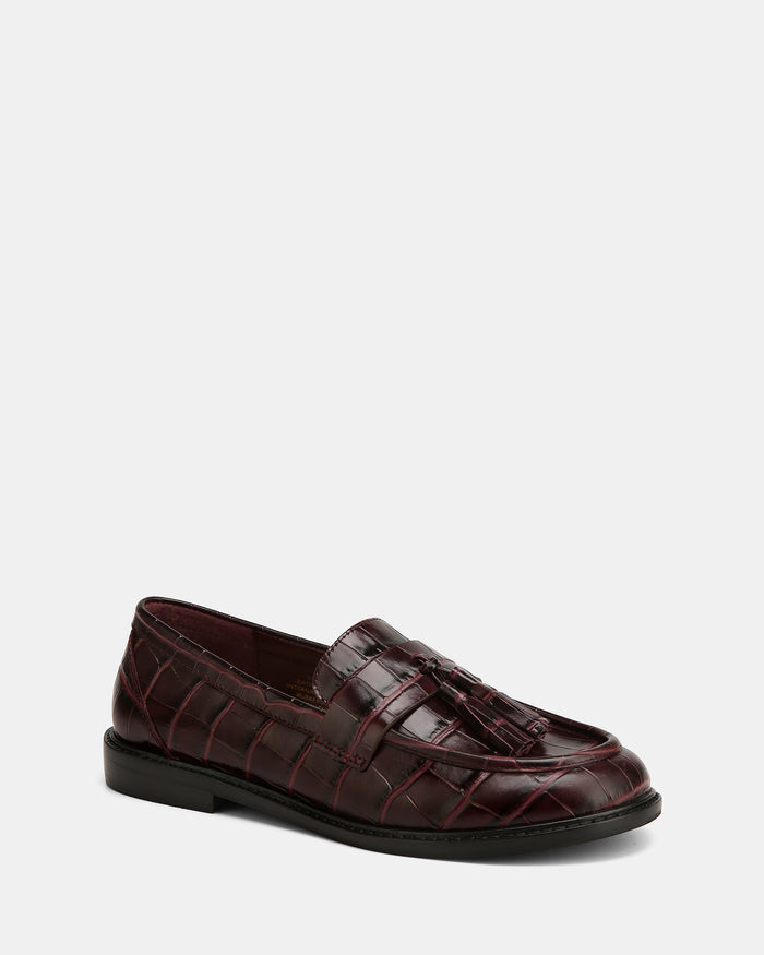 Evelyn Raisin Croc Embossed Leather Loafer