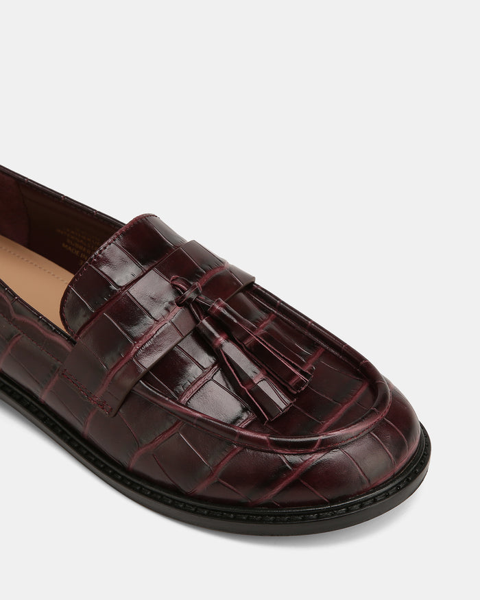 Evelyn Raisin Croc Embossed Leather Loafer