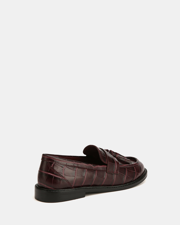 Evelyn Raisin Croc Embossed Leather Loafer