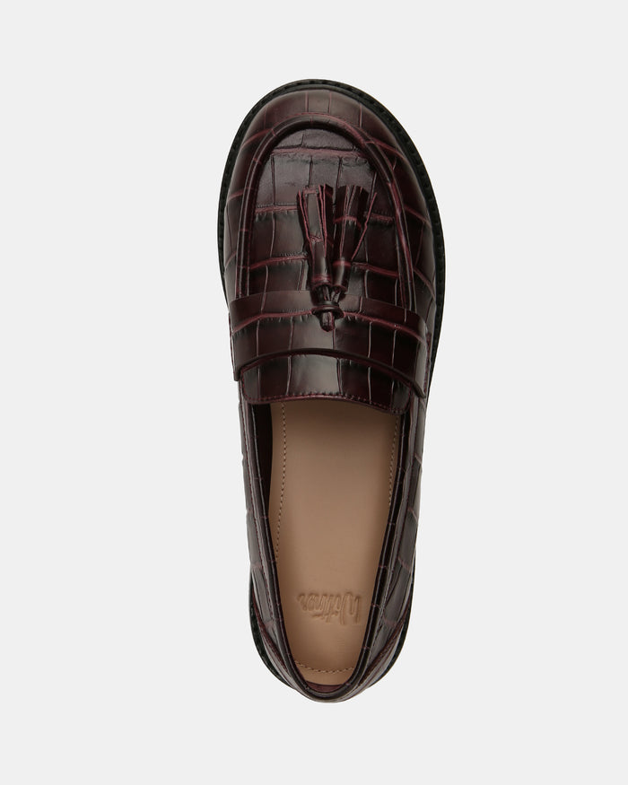 Evelyn Raisin Croc Embossed Leather Loafer