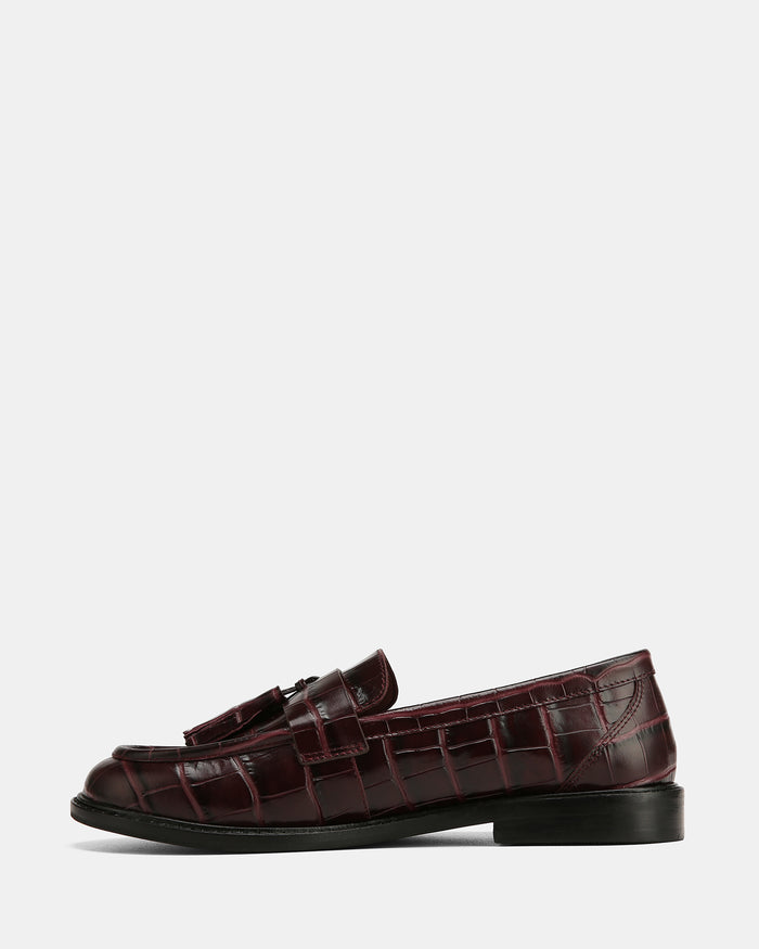 Evelyn Raisin Croc Embossed Leather Loafer