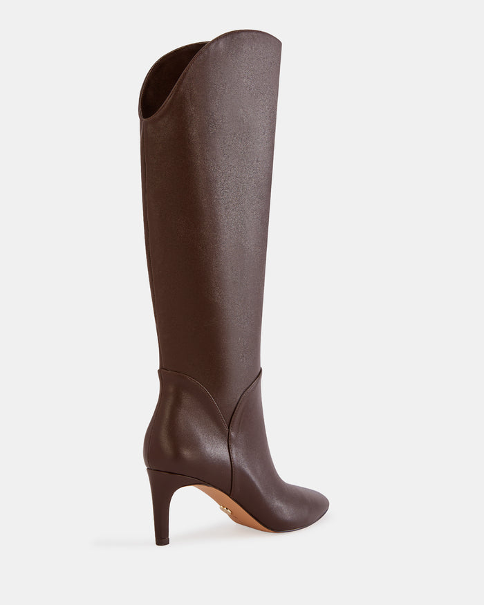 Freda Espresso Leather Knee High Boot