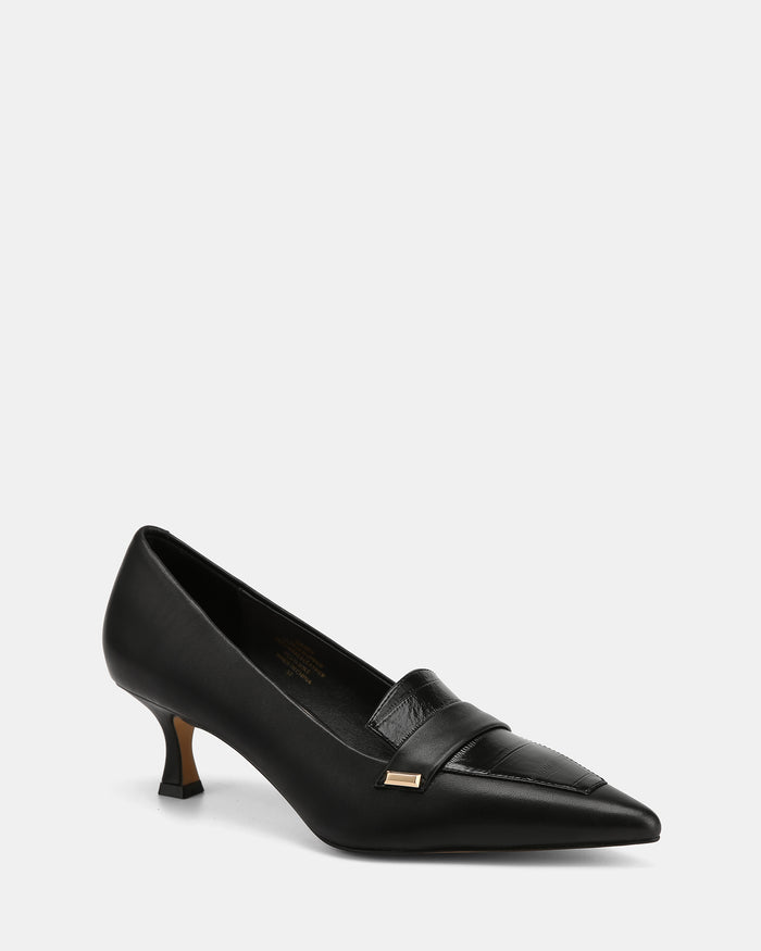 Gabby Black Leather Pump