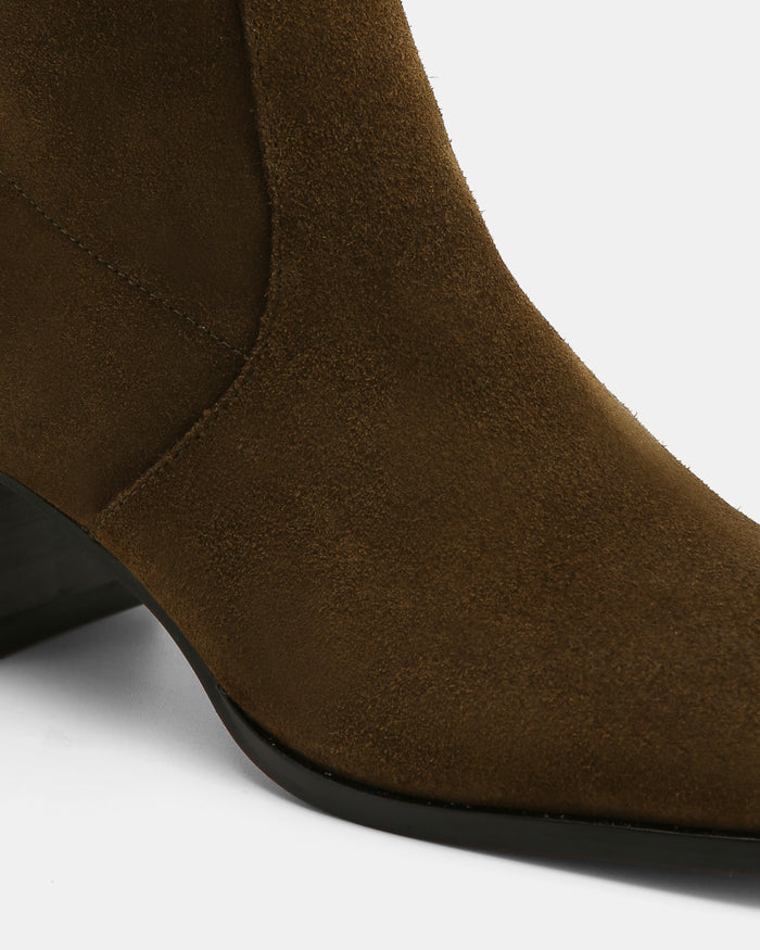 Gaylen Olive Green Suede Leather Ankle Boot