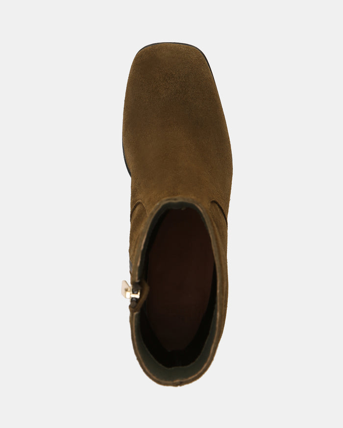 Gaylen Olive Green Suede Leather Ankle Boot