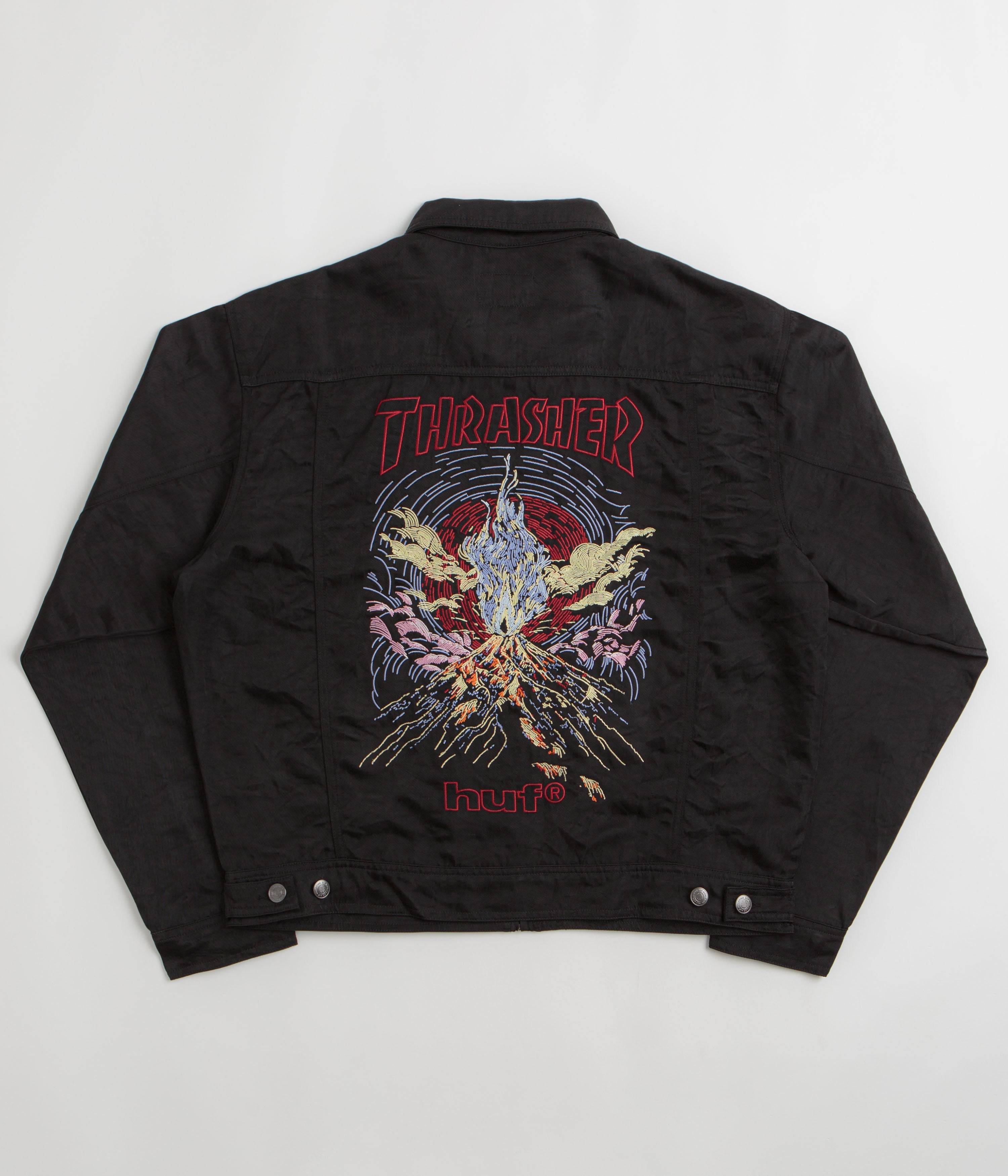 HUF x Thrasher Trucker Jacket - Black