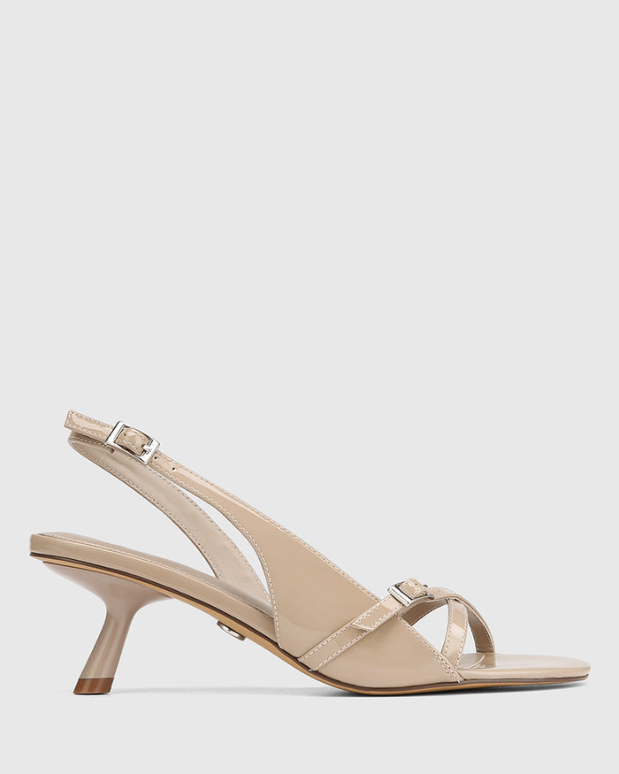 Inez Misty Grey Patent Leather Slingback