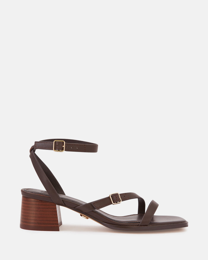 Izzi Ebony Leather Block Heel
