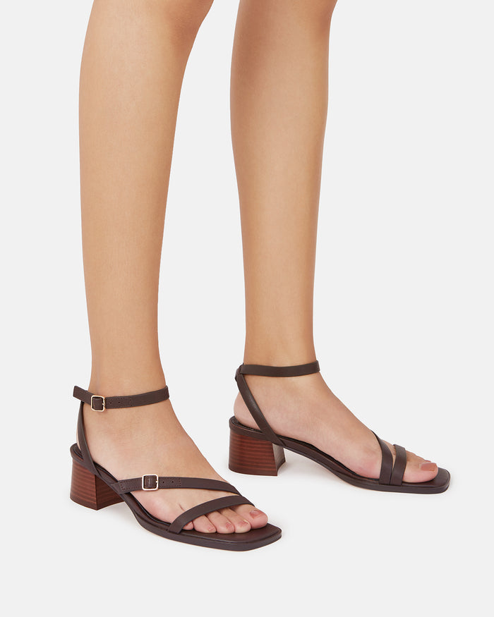 Izzi Ebony Leather Block Heel
