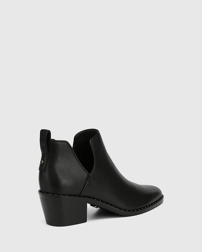 Jiya Black Leather Ankle Boot
