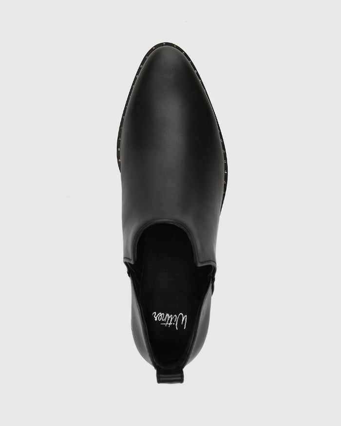 Jiya Black Leather Ankle Boot