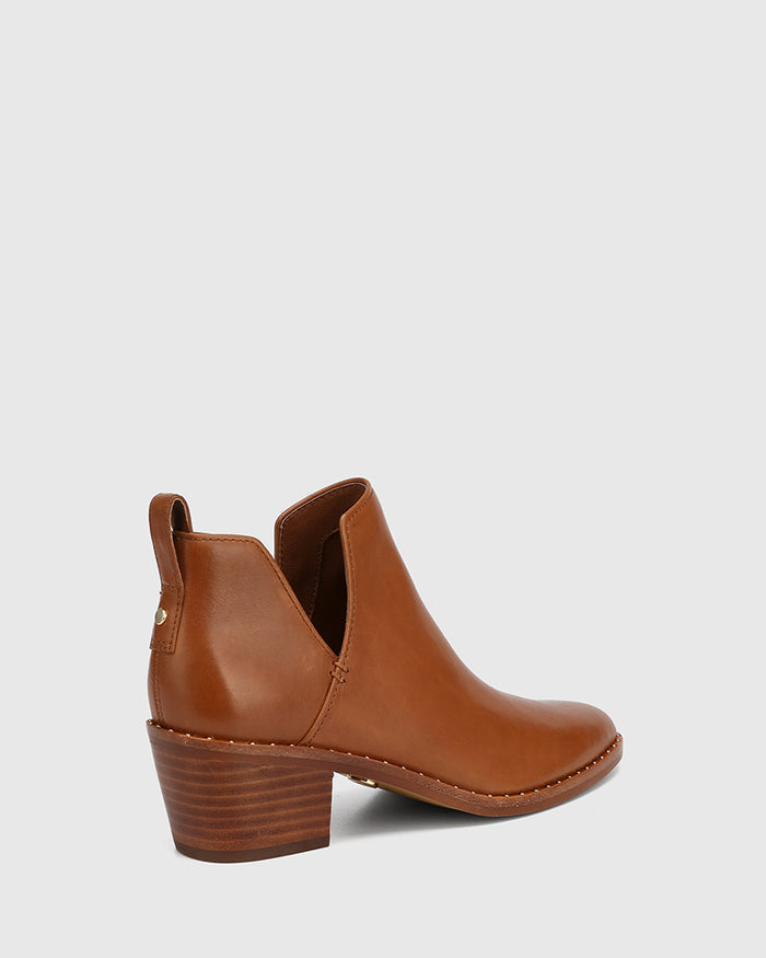 Jiya Havana Tan Leather Ankle Boot