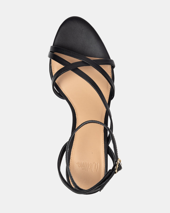 Kailee Black Leather Strappy Heel
