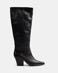 Kolton Black Leather Knee High Boot