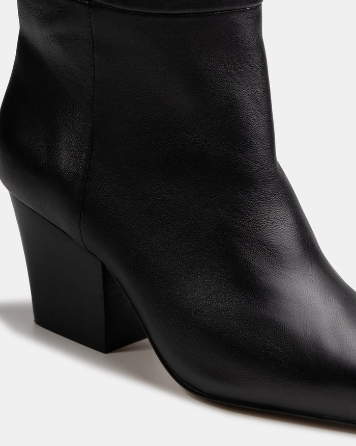 Kolton Black Leather Knee High Boot