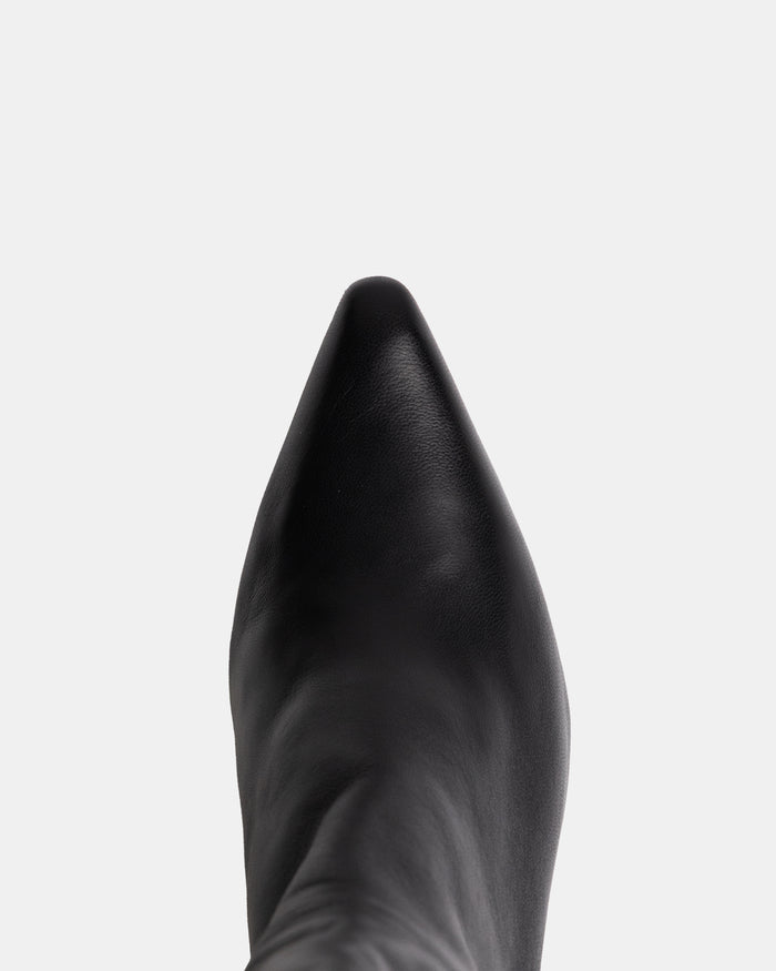Kolton Black Leather Knee High Boot