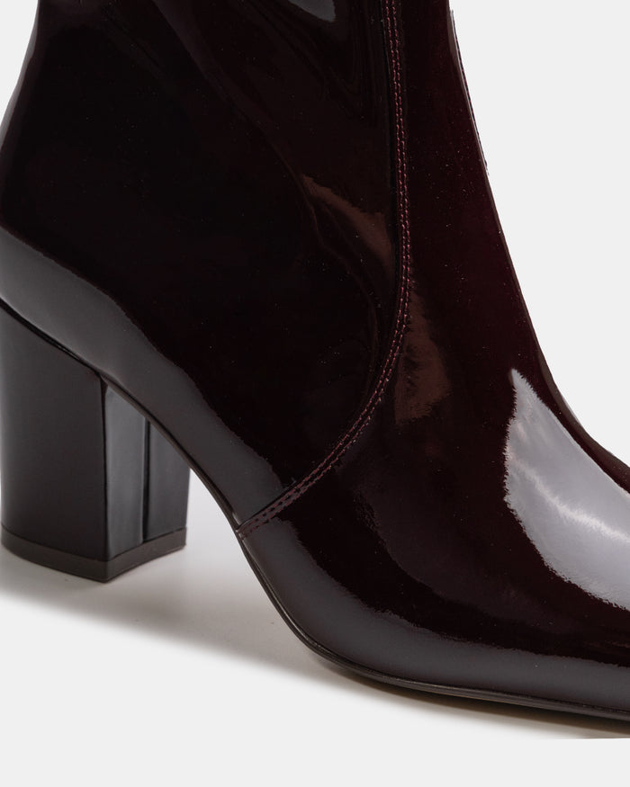 Kyrah Raisin Patent Leather Ankle Boot