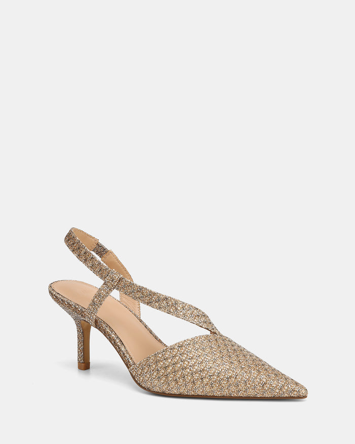 Lannie Gold Metallic Lurex Slingback