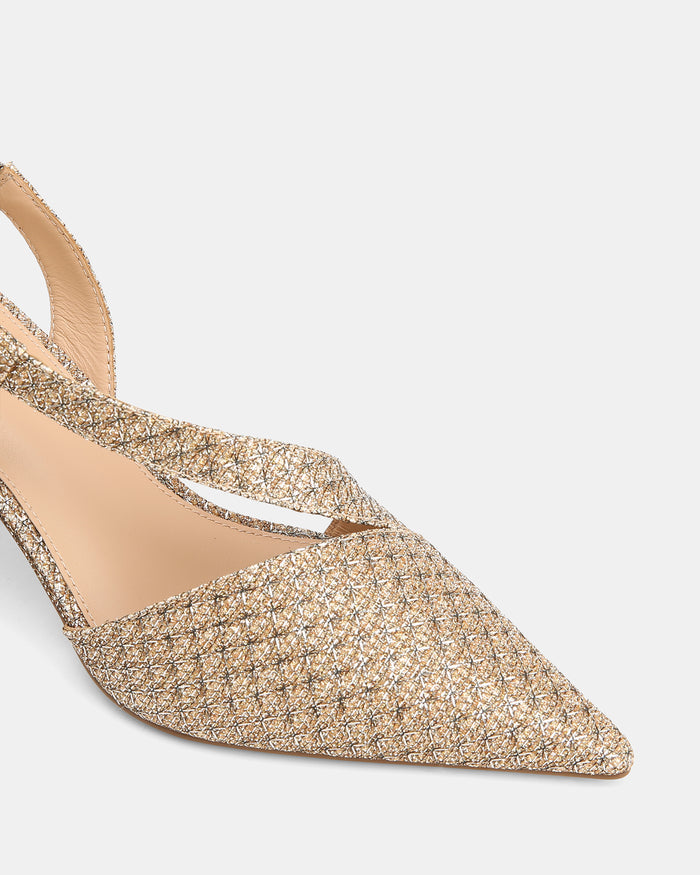 Lannie Gold Metallic Lurex Slingback