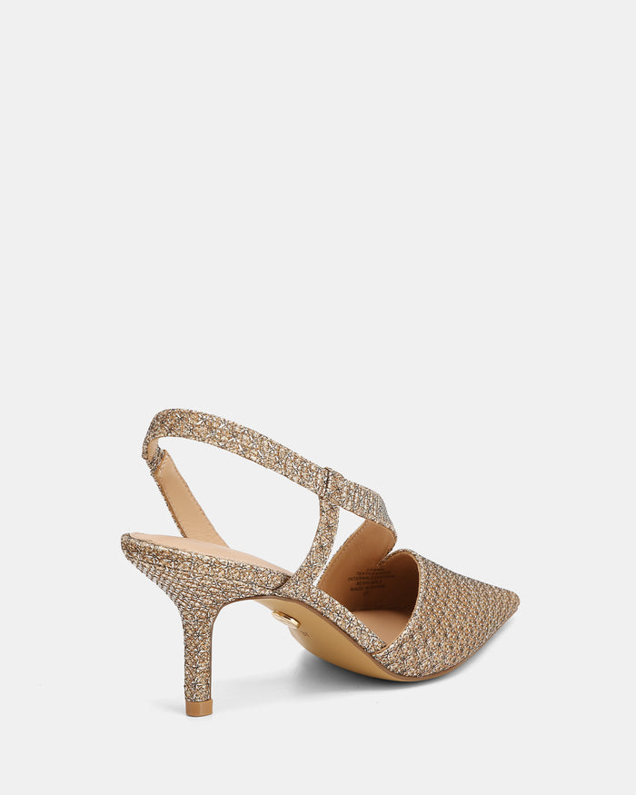 Lannie Gold Metallic Lurex Slingback