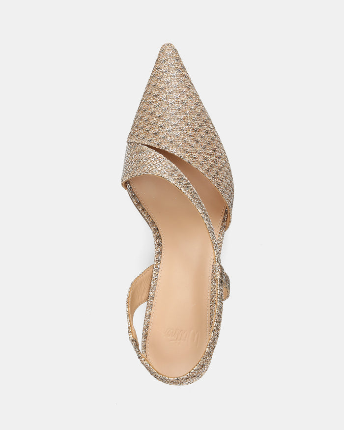 Lannie Gold Metallic Lurex Slingback