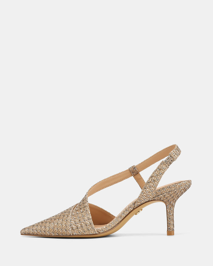 Lannie Gold Metallic Lurex Slingback