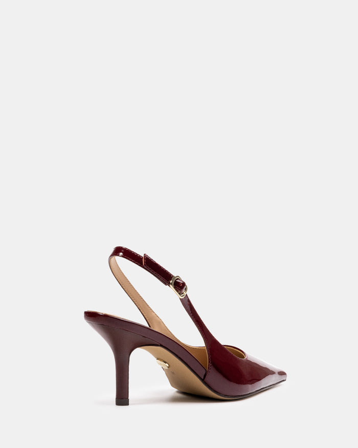 Leia Berry Crinkle Patent Leather Slingback