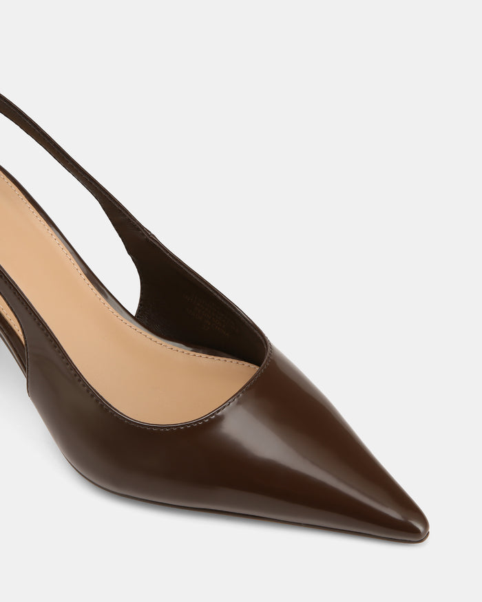 Leia Hot Chocolate Leather Slingback