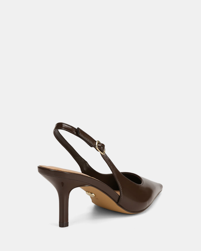 Leia Hot Chocolate Leather Slingback