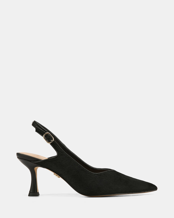 Lilly Black Textured Leather Slingback