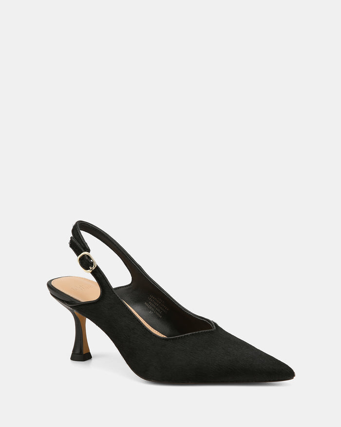 Lilly Black Textured Leather Slingback