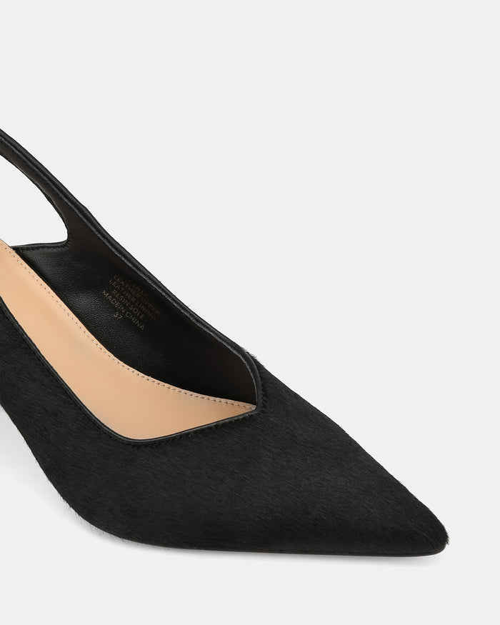 Lilly Black Textured Leather Slingback