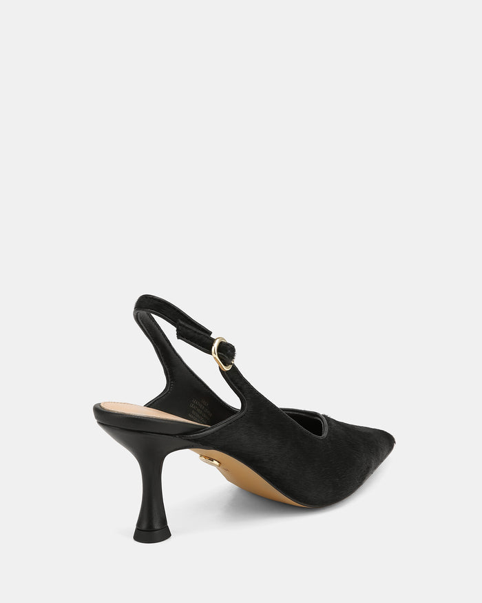 Lilly Black Textured Leather Slingback