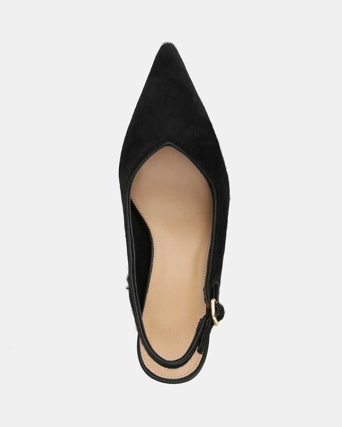 Lilly Black Textured Leather Slingback