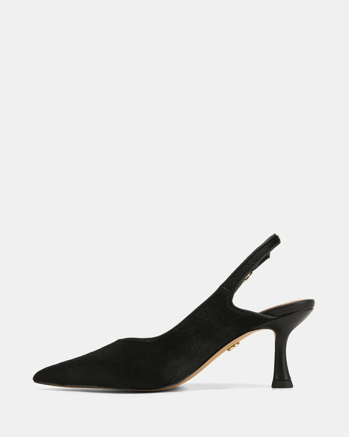 Lilly Black Textured Leather Slingback