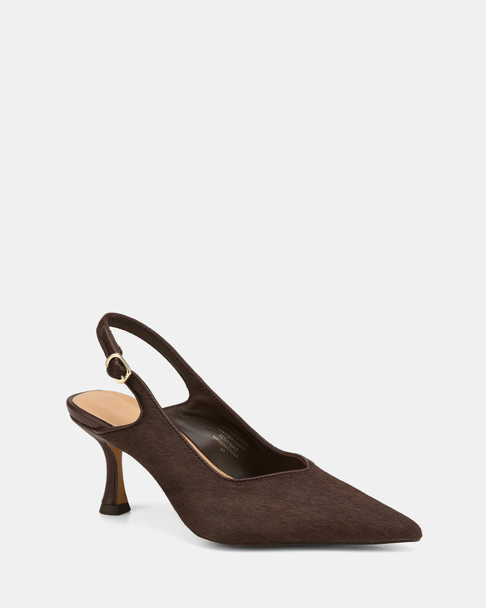 Lilly Chocolate Textured Leather Slingback