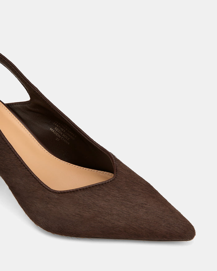 Lilly Chocolate Textured Leather Slingback