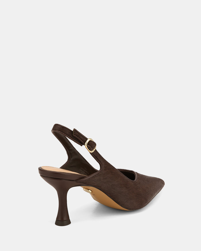 Lilly Chocolate Textured Leather Slingback