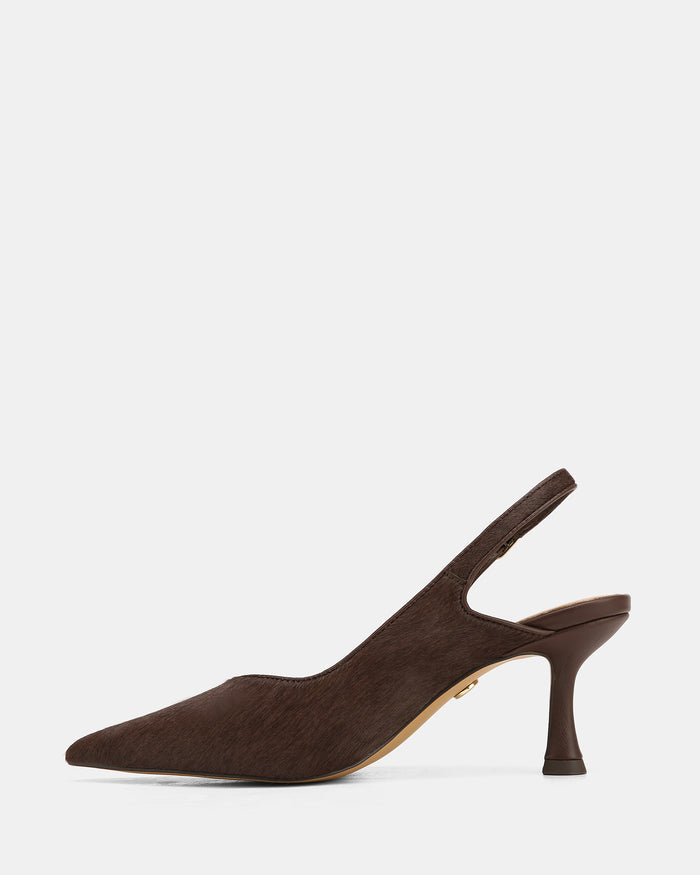 Lilly Chocolate Textured Leather Slingback