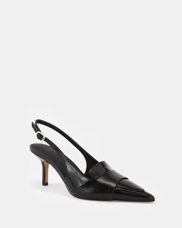 Luna Black Leather Slingback