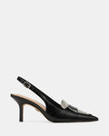 Luna Black Snake Print Leather Slingback