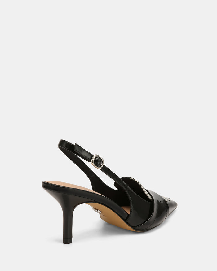 Luna Black Snake Print Leather Slingback