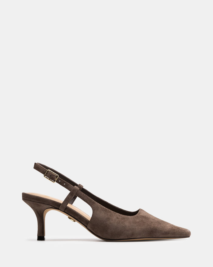 Marrie Mocha Brown Suede Leather Slingback