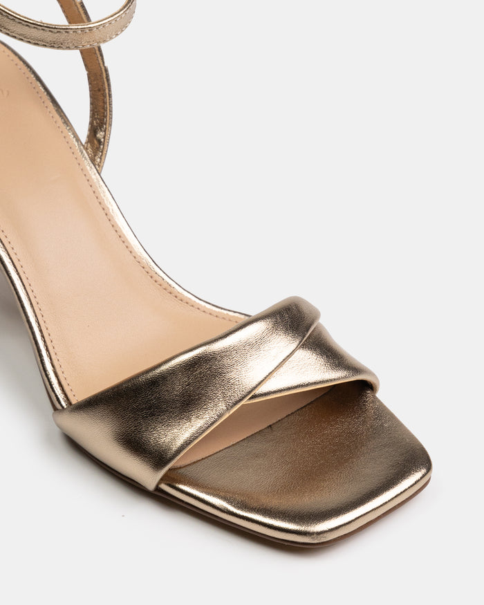 Martina Champagne Metallic Leather Flared Heel