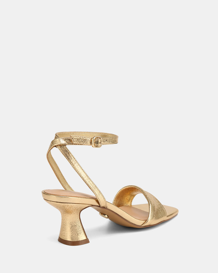 Martina Gold Metallic Leather Flared Heels