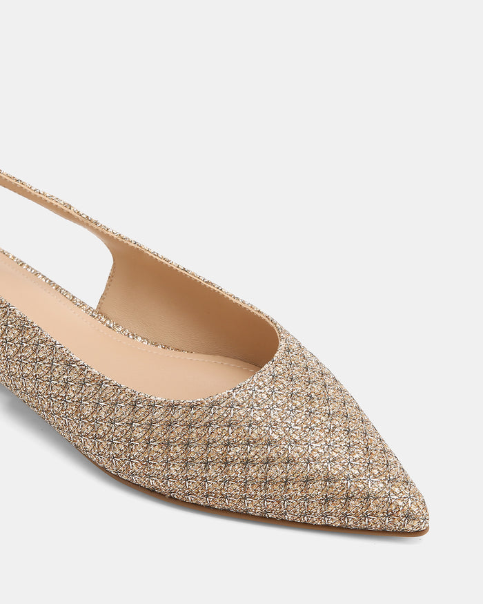 Mary Gold Metallic Lurex Slingback