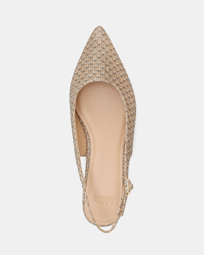 Mary Gold Metallic Lurex Slingback