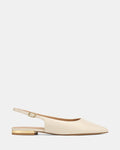 Mary Ivory Hi Shine Leather Flat Slingbacks