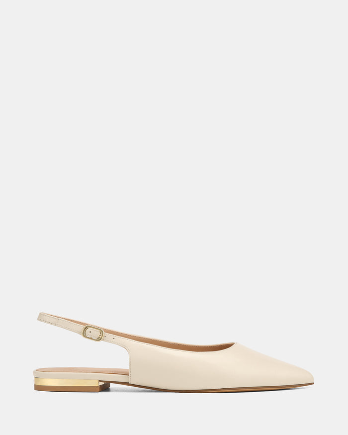 Mary Ivory Hi Shine Leather Flat Slingbacks