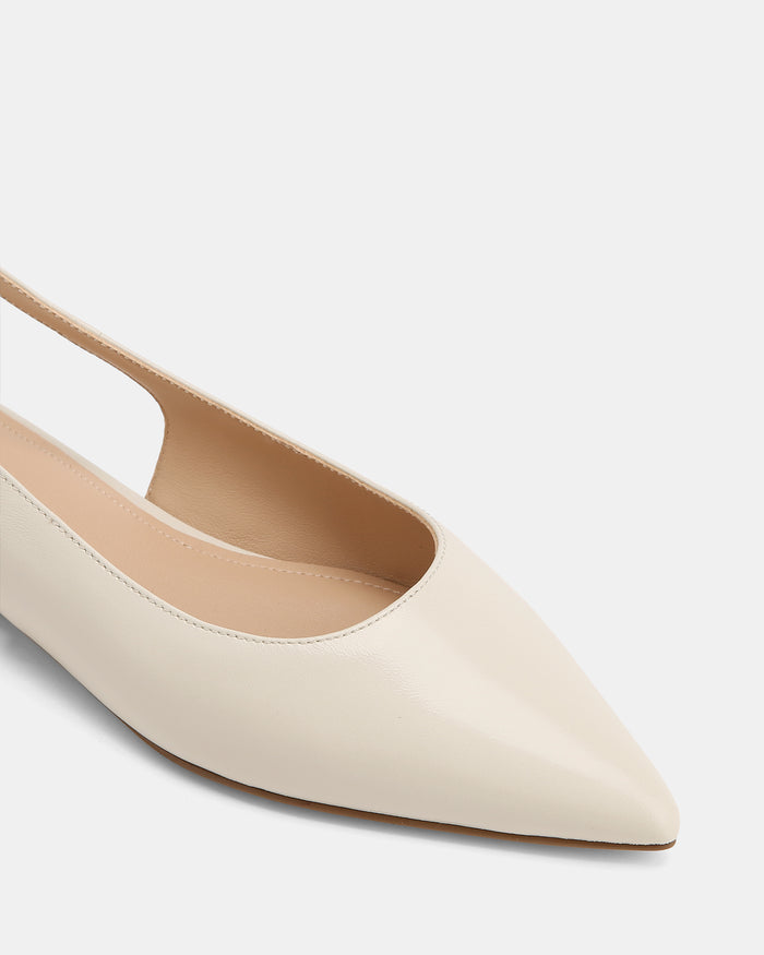 Mary Ivory Hi Shine Leather Flat Slingbacks